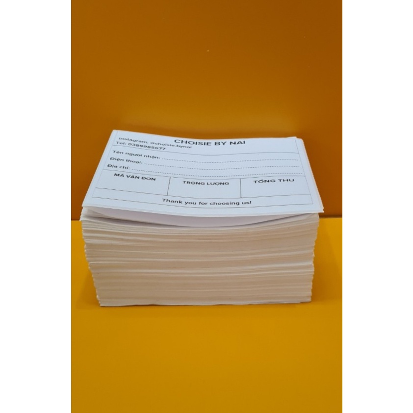 Combo 50 tem vận chuyển, phiếu giao hàng in sẵn, in theo yêu cầu 10x15cm có keo dán sẵn