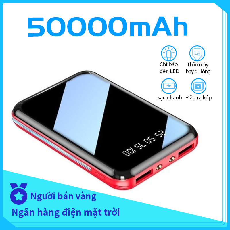 Pin sạc dự phòng Siêu mỏng Mini 50000mAh Pin 2 USB đầu ra cho điện thoại máy tính bảng