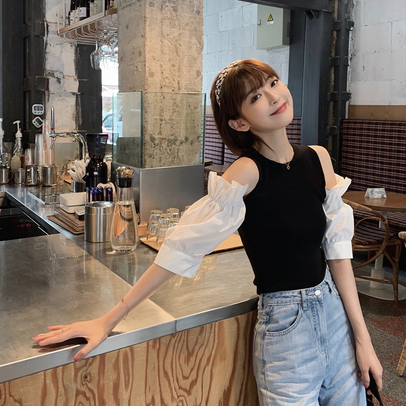 Áo croptop tay ngắn/ Đầm SUXI phong cách Hàn Quốc dành cho nữ