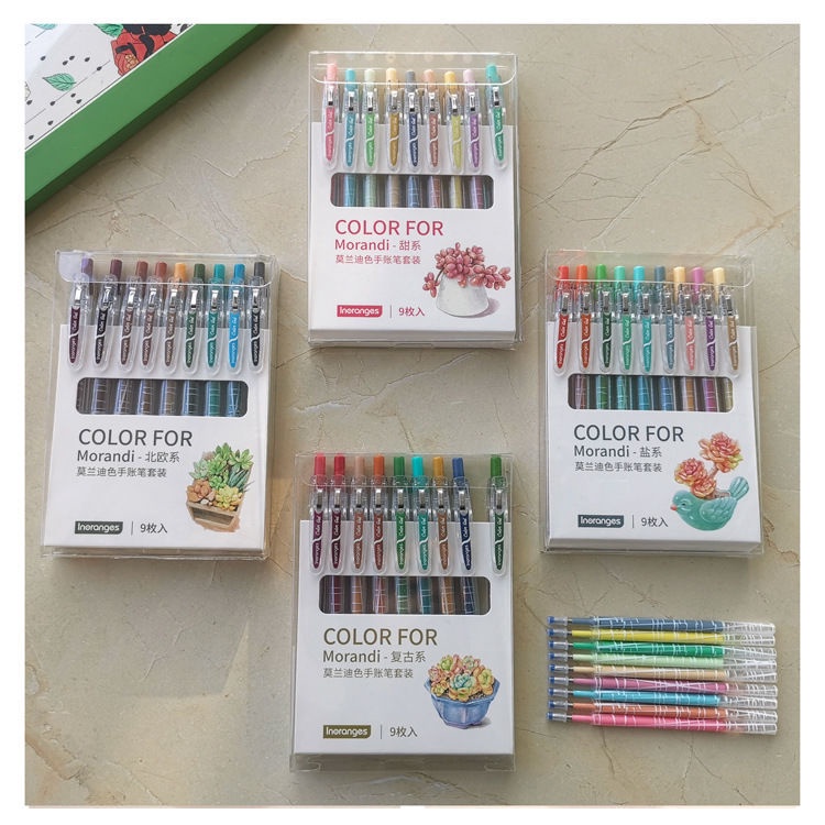 Set Bút Morandi Dạng Nhấn Nhiều Màu Dễ Thương