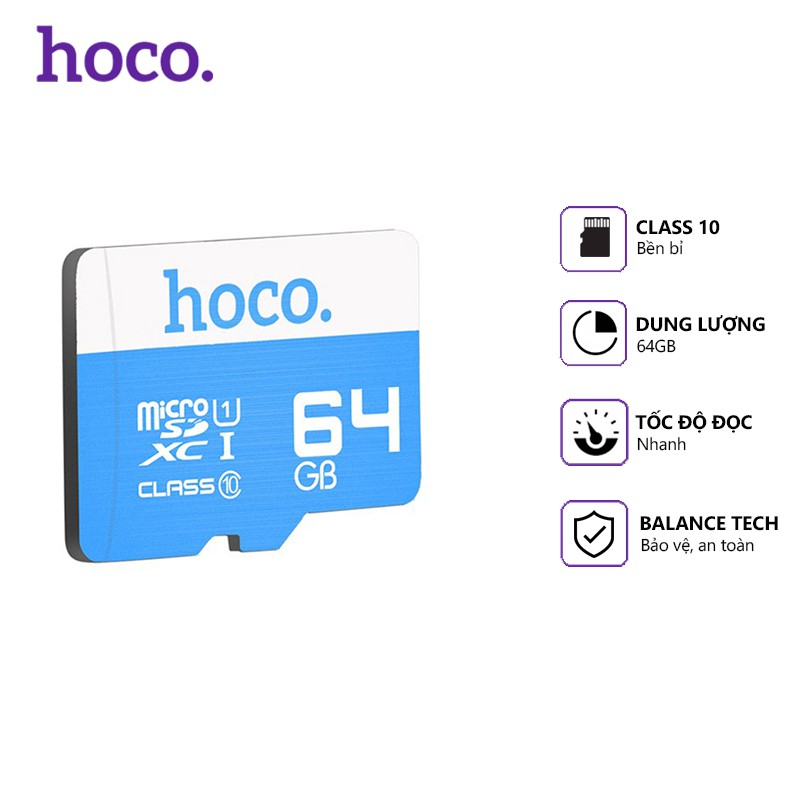 Thẻ nhớ Hoco 32/64GB micro sd, class 10, dung lượng thật, tương thích nhiều thiết bị