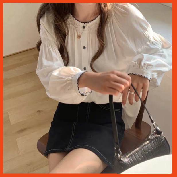 áo babydoll trắng tiểu thư xếp ly hàng QC A280 hihishophaha