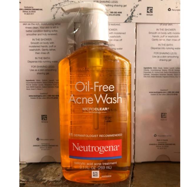 Sữa Rửa Mặt Làm Sạch Mụn Neutrogena Oil-Free Acne Wash 269ml