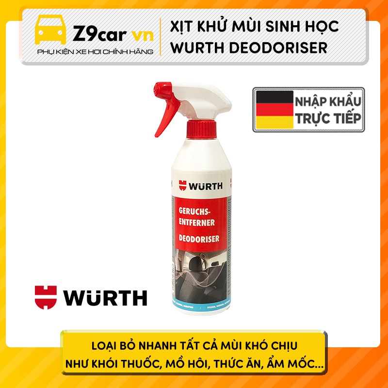 Xịt khử mùi ô tô sinh học Wurth Deodoriser BẢN MỚI 2021 khử mùi thức ăn, ẩm mốc, điều hòa