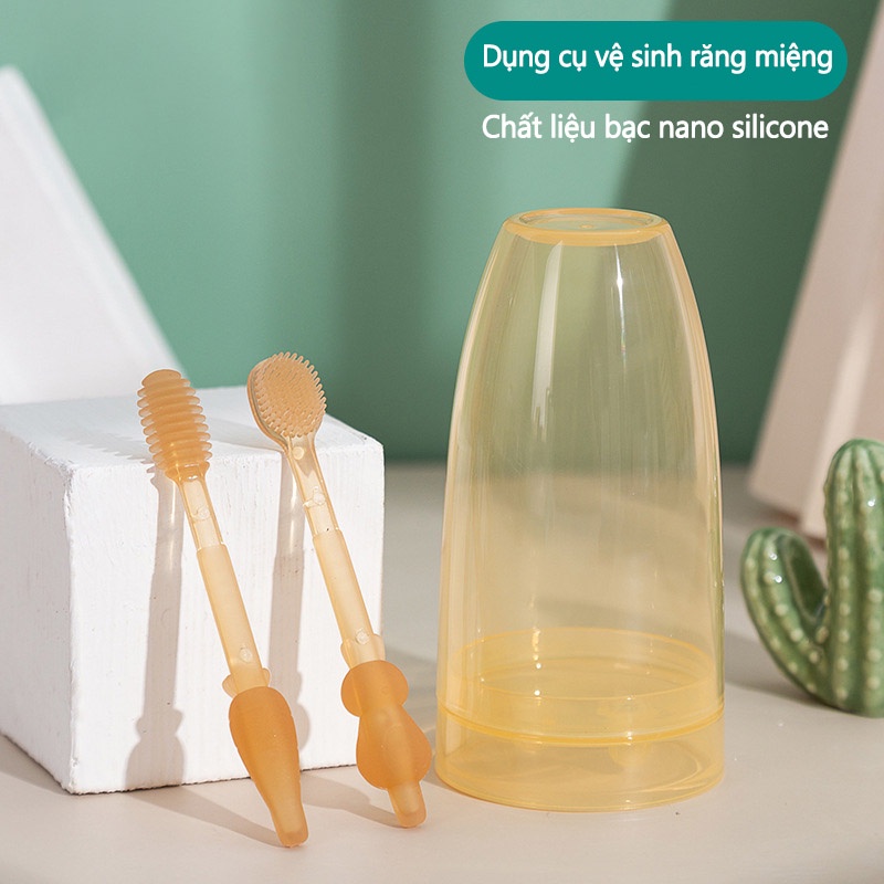 Bộ Bàn Chải Đánh Răng Và Rơ Lưỡi Silicone Mềm Nhẹ MISUTA Cho Bé Từ 0 - 18 Tháng Tuổi YOOTA BABY