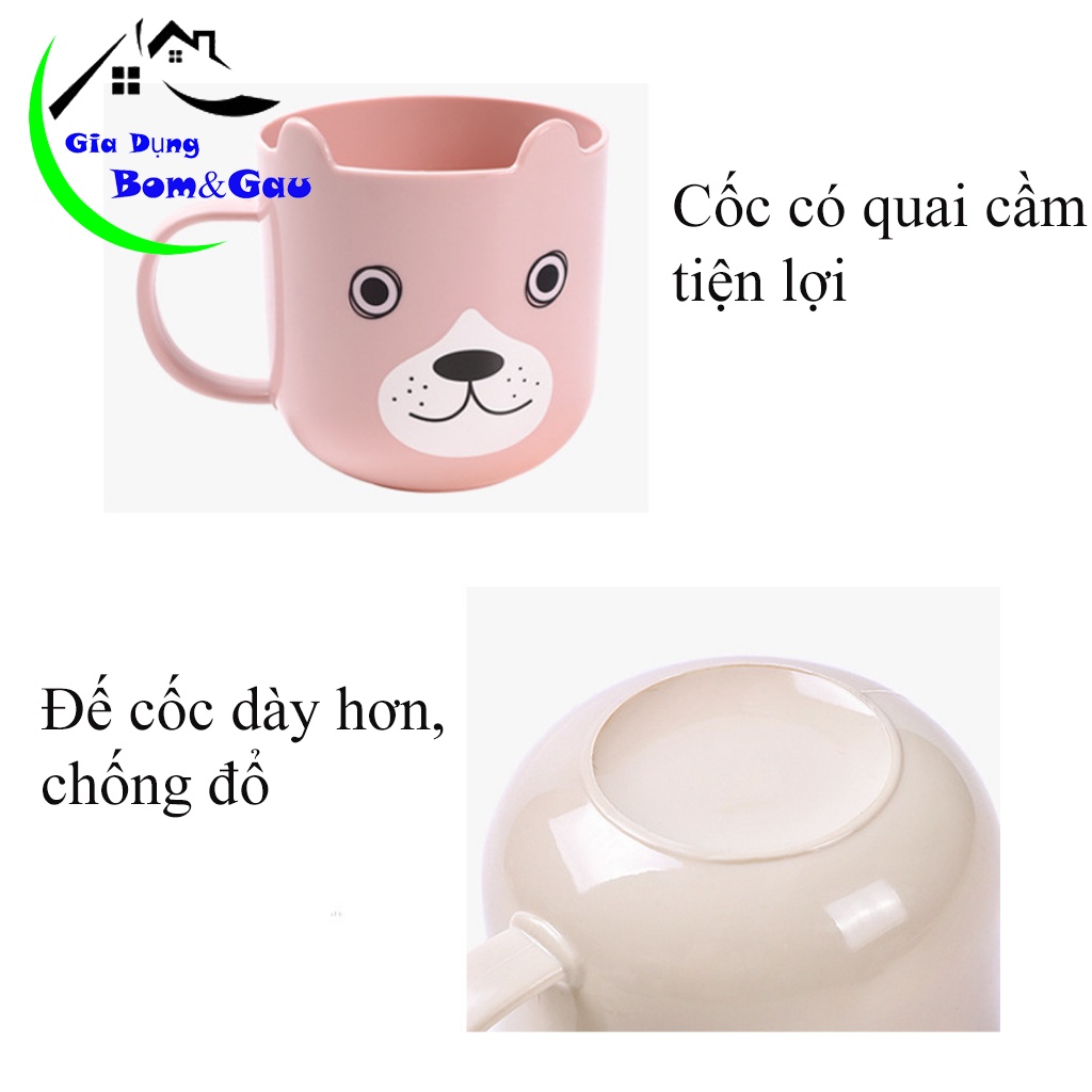 Set cốc đôi đánh răng in hình thú dễ thương bằng nhựa PP bền đẹp, dành cho bé uống nước an toàn sử dụng