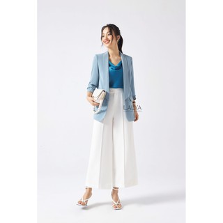 LALYA_Áo Blazer cổ sam basic - Xanh