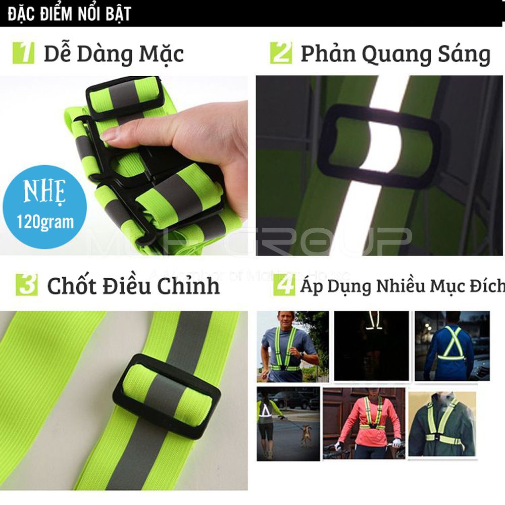 Dây Đai Phản Quang, Áo Phản Quang Nam Nữ Đi Phượt/ Đi Xe Máy/ Đạp Xe Đạp Với Dây Thun Đàn Hồi Co Giãn Rộng MLH