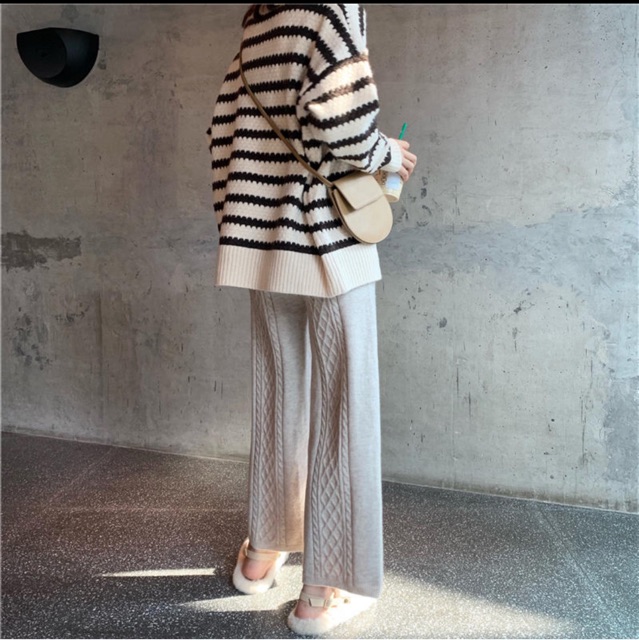 Quần len mềm 2 màu be - ghi