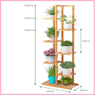RE0407 Kệ trang trí gỗ tre 7 tầng - Kệ trang trí ziczac