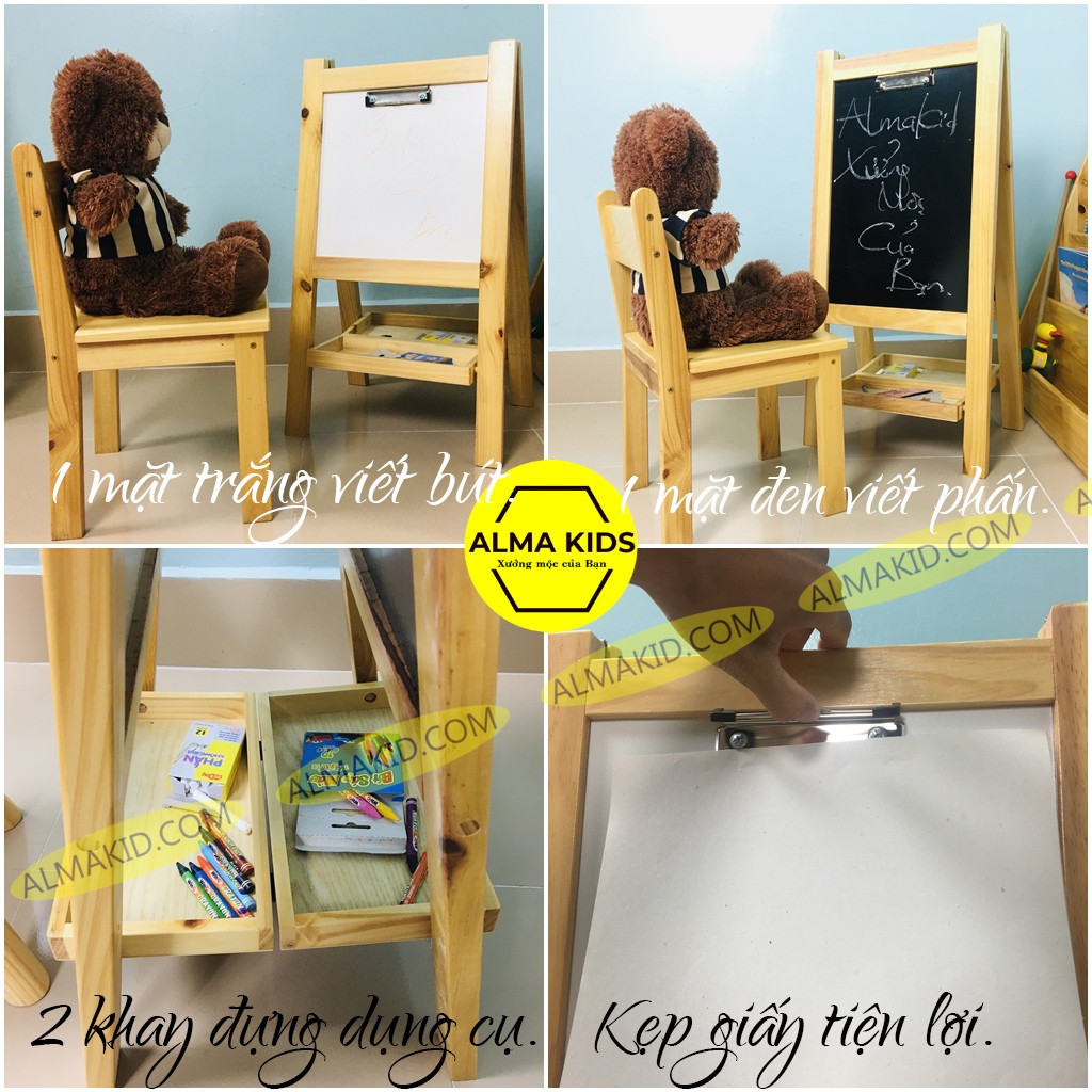 Bảng Vẽ Thông Minh Giá Vẽ Mini Cho Bé Giá Vẽ Đa Năng 2 Mặt Alma Kids AMK2102.