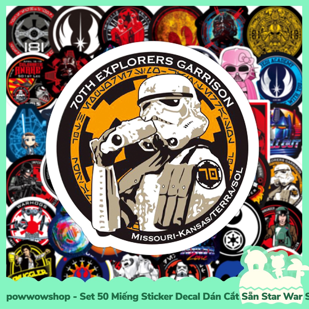 [Sẵn VN - Hỏa Tốc] Set 50 Miếng Sticker Decal Cắt Sẵn DIY Dán Trang Trí Vật Dụng Mẫu Star War Stick The Path Circle