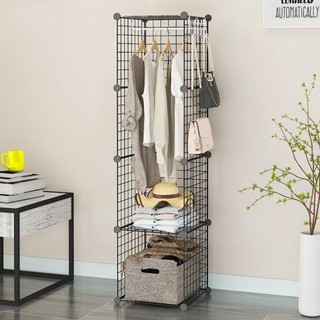 Kệ tủ lắp ghép 4 ô lưới thông minh thích hợp làm kệ sách, tủ quần áo đa năng tiện lợi