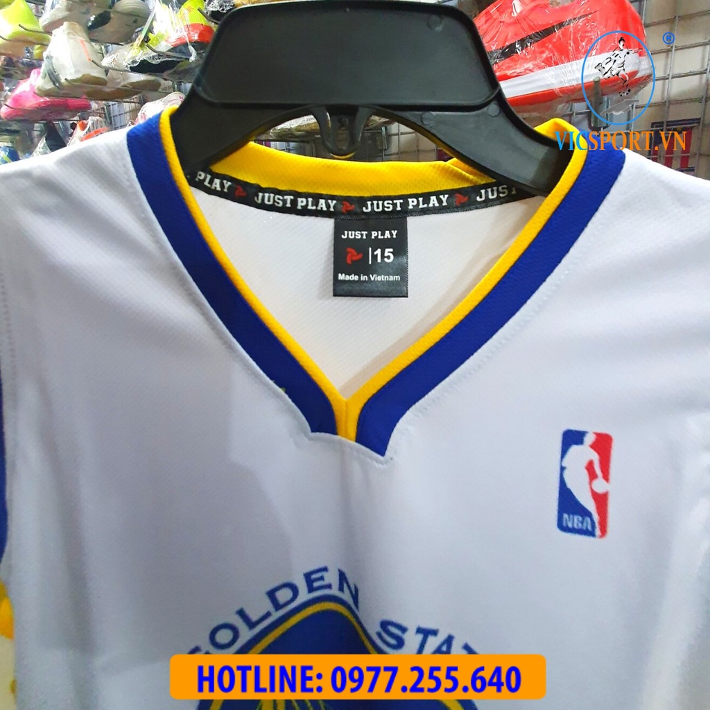 Bộ Quần Áo Bóng Rổ Trẻ Em WARRIORS Màu Trắng - Vicsportvn