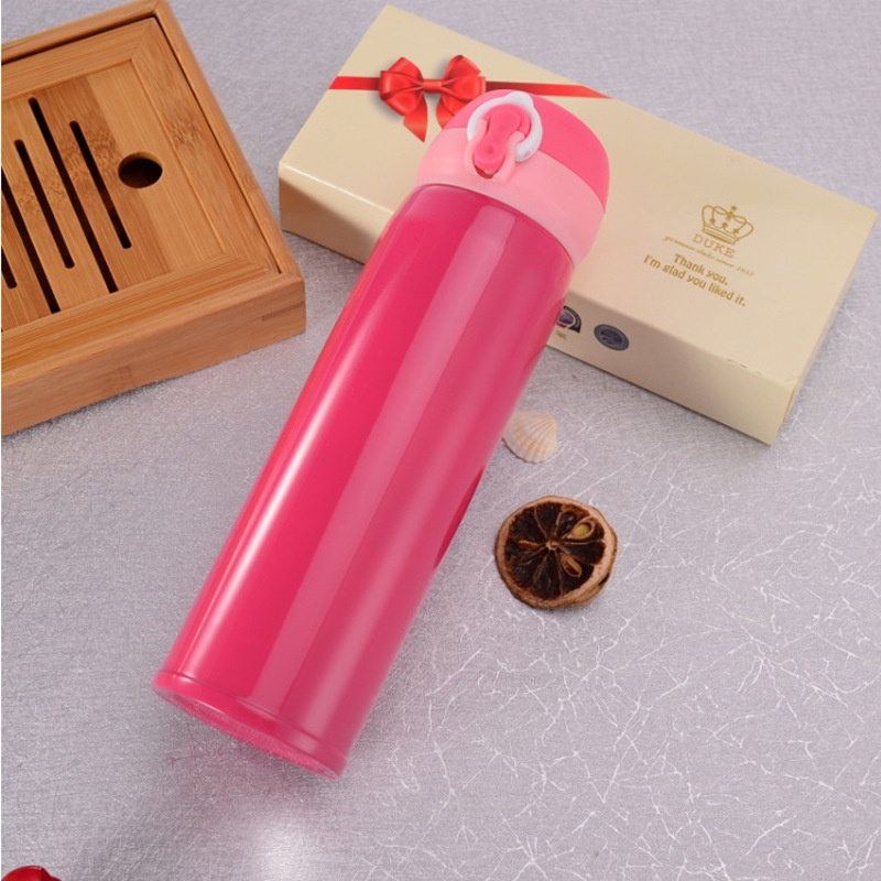 Bình nước giữ nhiệt 500ml trơn có lắp đậy tiện lợi chống đổ chống tràn tiện lợi
