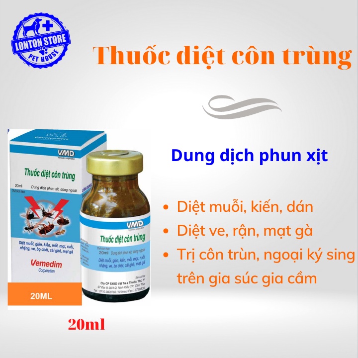 VEMEDIM Diệt Côn Trùng 20ml Muỗi, Gián, Kiến, Mối, Mọt, Ruồi Vemedim - Lonton Store