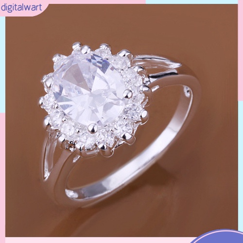 Nhẫn mạ bạc đính đá hình hoa hướng dương sang trọng