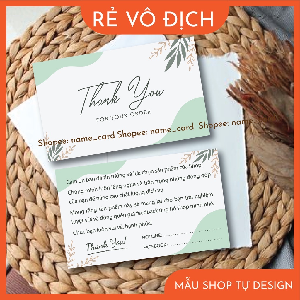 Thiệp cảm ơn, Thank you card, card cảm ơn khách hàng dành cho shop bán hàng có sẵn