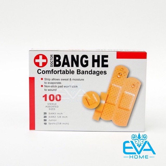 Hộp 100 Miếng Băng Keo Cá Nhân Dán Vết Thương 4 Size Tiện Lợi  Comfortable Bandages