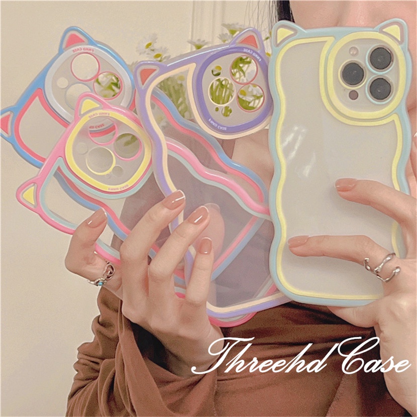 Ốp Điện Thoại Mềm Họa Tiết Tai Mèo Màu Kẹo Cho iPhone 14 13 12 11 Pro Max SE2020 X XR Xs Max 7 8 6 6s Plus