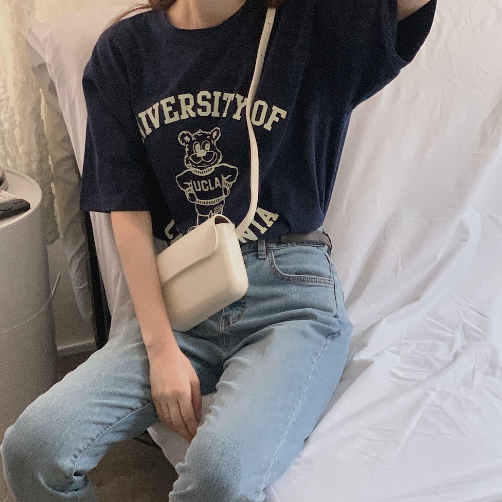 Áo thun 43002 tay ngắn in hình gấu dễ thương phong cách Hàn Quốc dành cho nữ