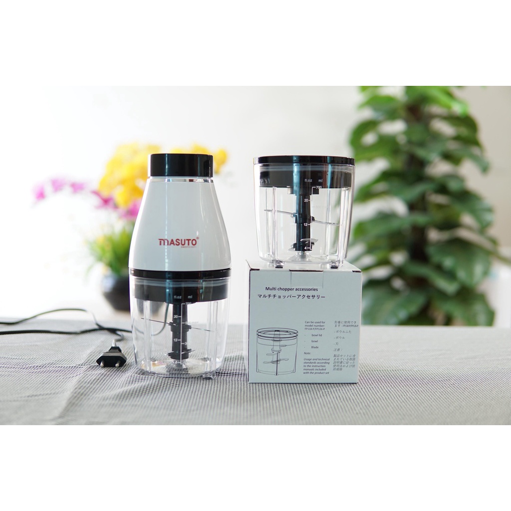 Máy xay sinh tố gia đình đa năng Masuto xay thịt tôm cua cá ăn dặm siêu nhuyễn mịn chỉ 10s cối 0,6L