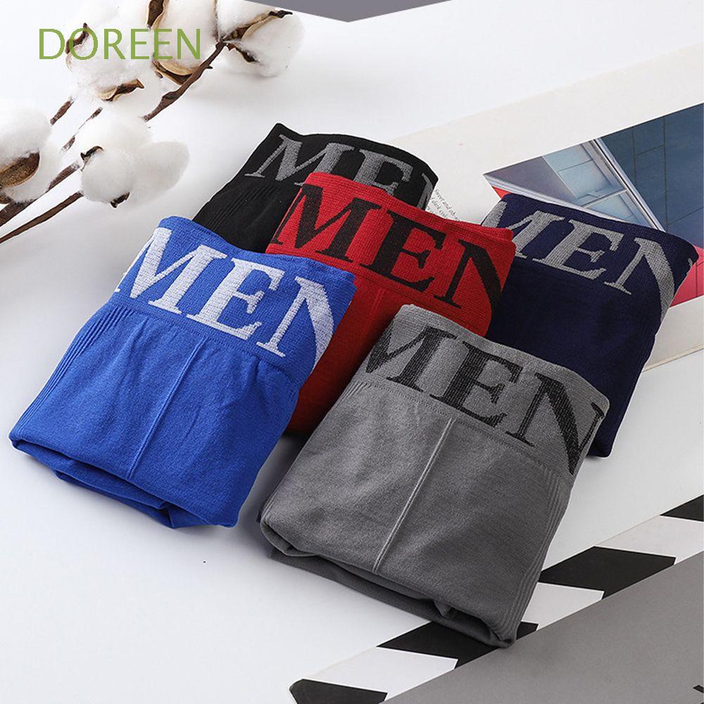 Quần Lót Boxer Không Đường May Thoáng Khí Màu Trơn In Chữ Free Size Phong Cách Hàn Quốc Cho Nam
