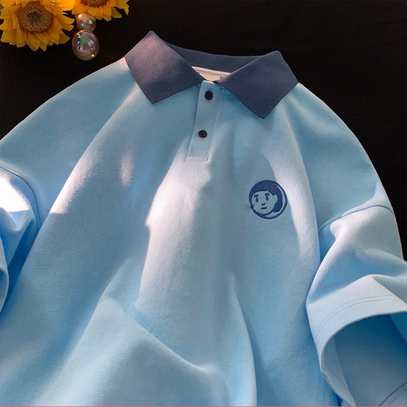 Áo thun Polo nam nữ tay lỡ thêu Boy &amp; Girl Unisex