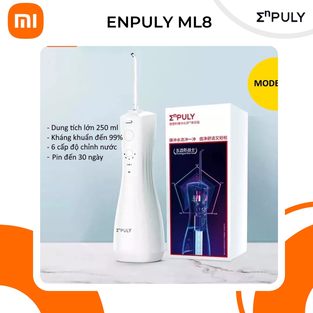 Máy tăm nước Xiaomi Enpuly ML8 pin 30 ngày,Kháng khuẩn 99%,dung tích 250ML, 6 tốc độ, công nghệ bảo vệ nướu