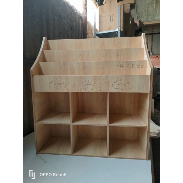 Kệ sách Montessori, giá sách trẻ em kết hợp, kệ đa năng cho bé