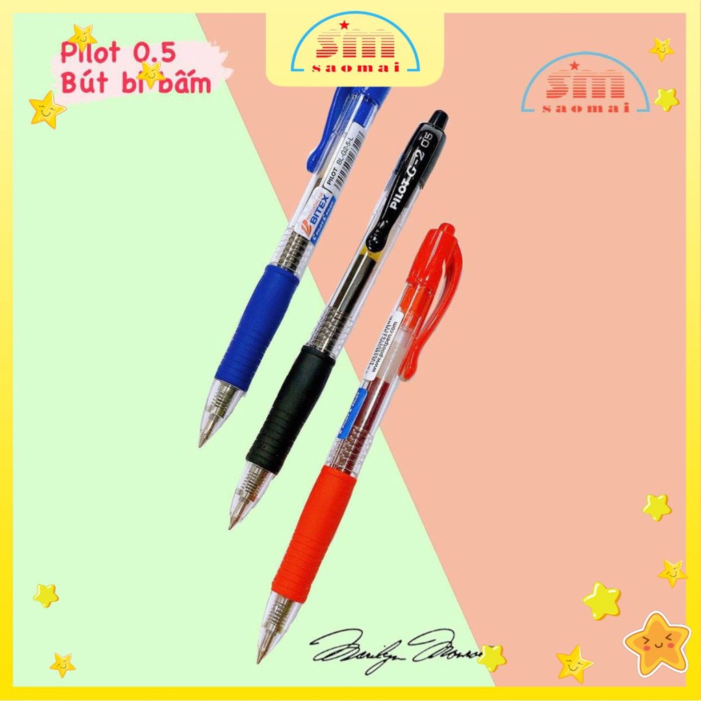 Bút nước Pilot G2-5-L màu xanh, đỏ và đen – Văn phòng phẩm Sao Mai