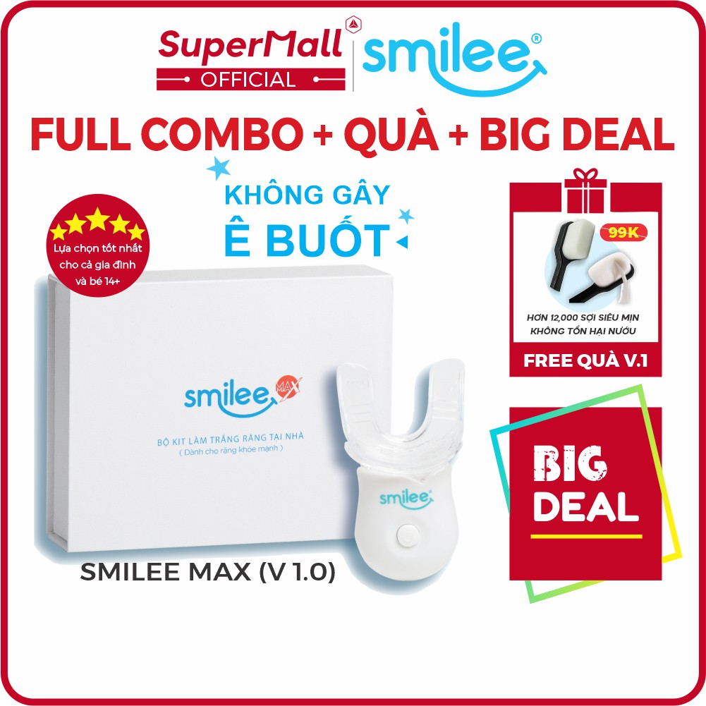 Bộ kit tẩy trắng răng Smilee - Tự làm trắng răng tại nhà chỉ 20 phút - Nhập khẩu Mỹ