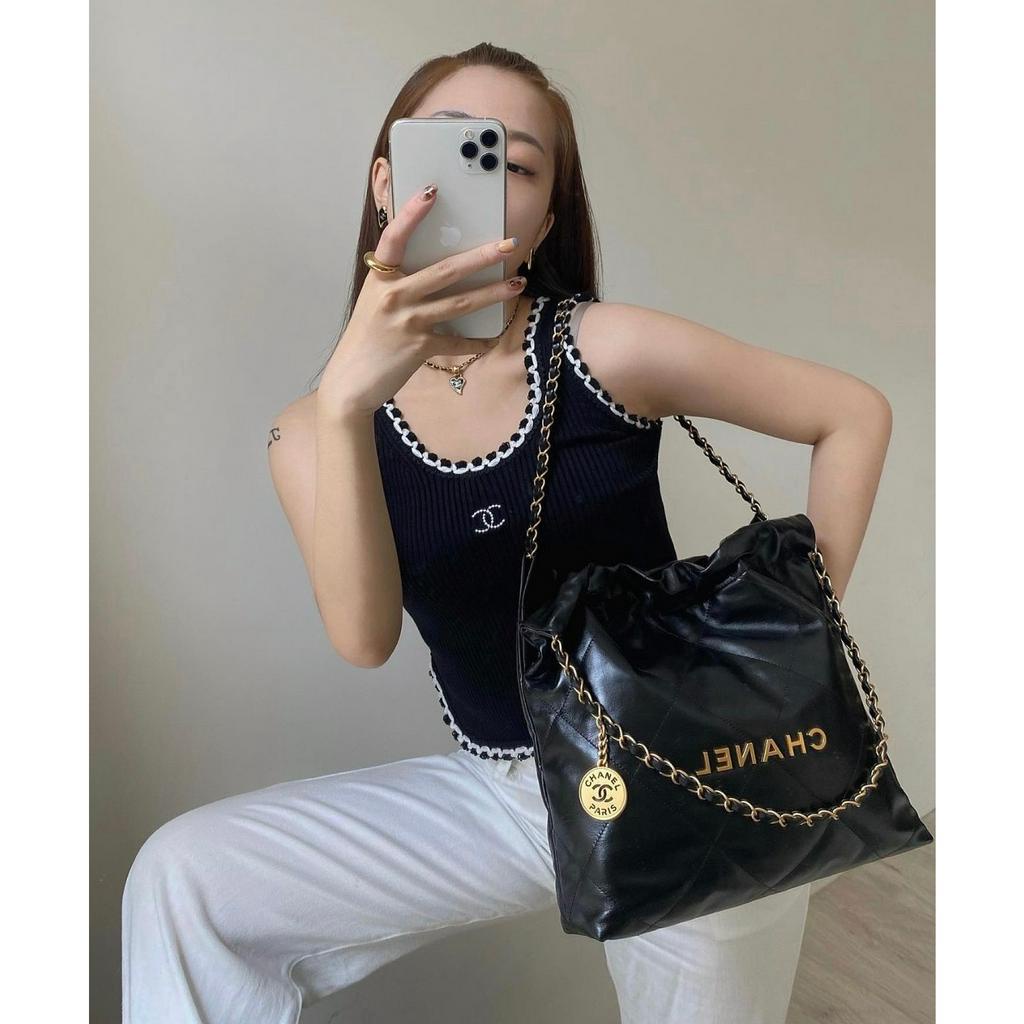 Túi Xách Nữ Đeo Vai, Túi Tote Đen Dây Xích Khoá Bạc Size 33cm Cao Cấp