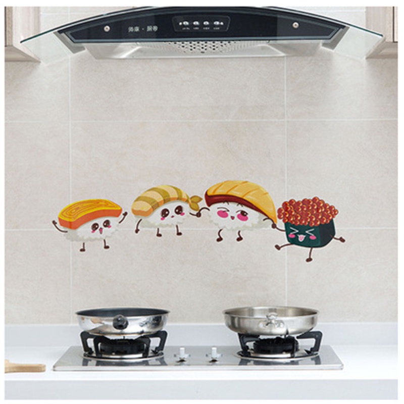 Decal dán tường trang trí chịu nhiệt độ cao chống nước thấm dầu in hoạt hình dễ thương