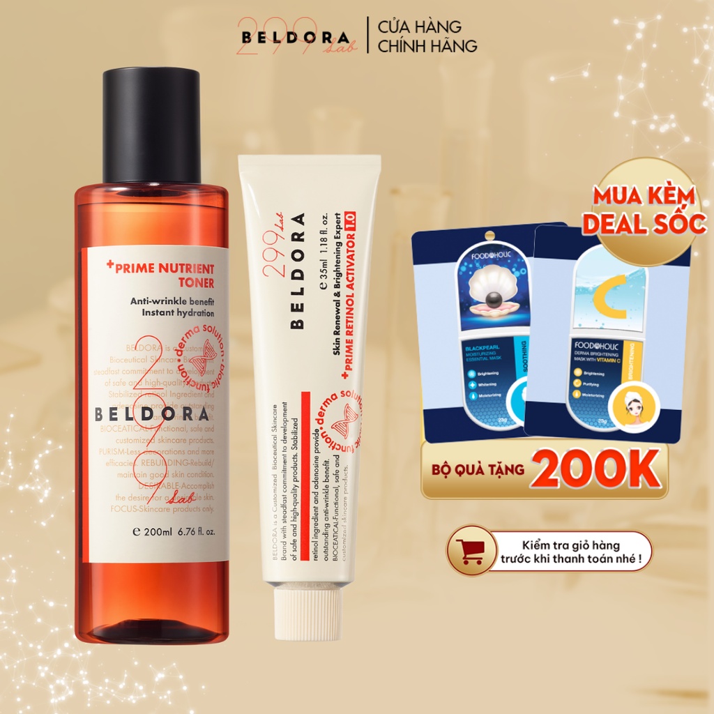 Bộ Đôi Kem Dưỡng Retinol Beldora 299 35ml (0.5% / 1.0%) Và Nước Thần Retinol Beldora 200ml