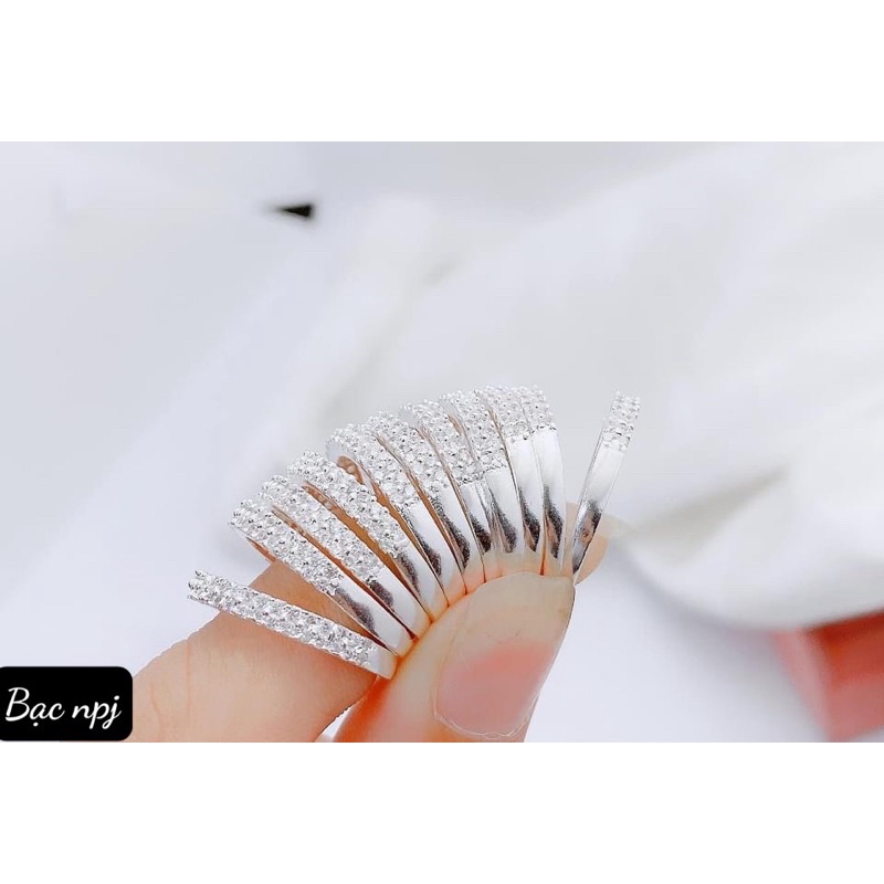 Nhẫn 2 hàng đá BNP bạc ta dày dặn , phù hợp mọi lứa tuổi