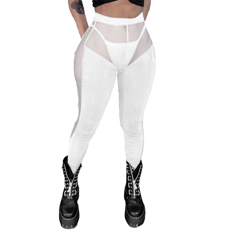 Quần Dài Phối Lưới Lưng Cao Phong Cách Đường Phố Gợi Cảm Cho Nữ