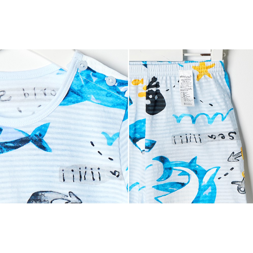 Unifriend Bé Trai Baby Shark Vải Cotton Giấy Mềm Mịn Mát Cho Mùa Hè