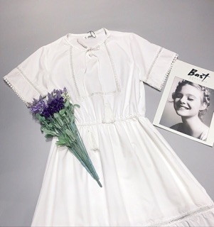 Đầm xoè midi phối ren Cati