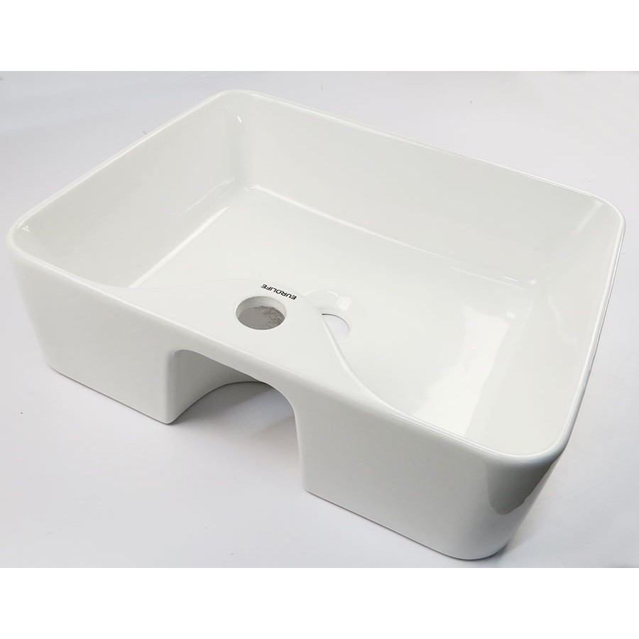 Chậu Lavabo sứ vuông dương bàn, men Nano tuyết sáng bóng Eurolife EL-LVB04 (Trắng)