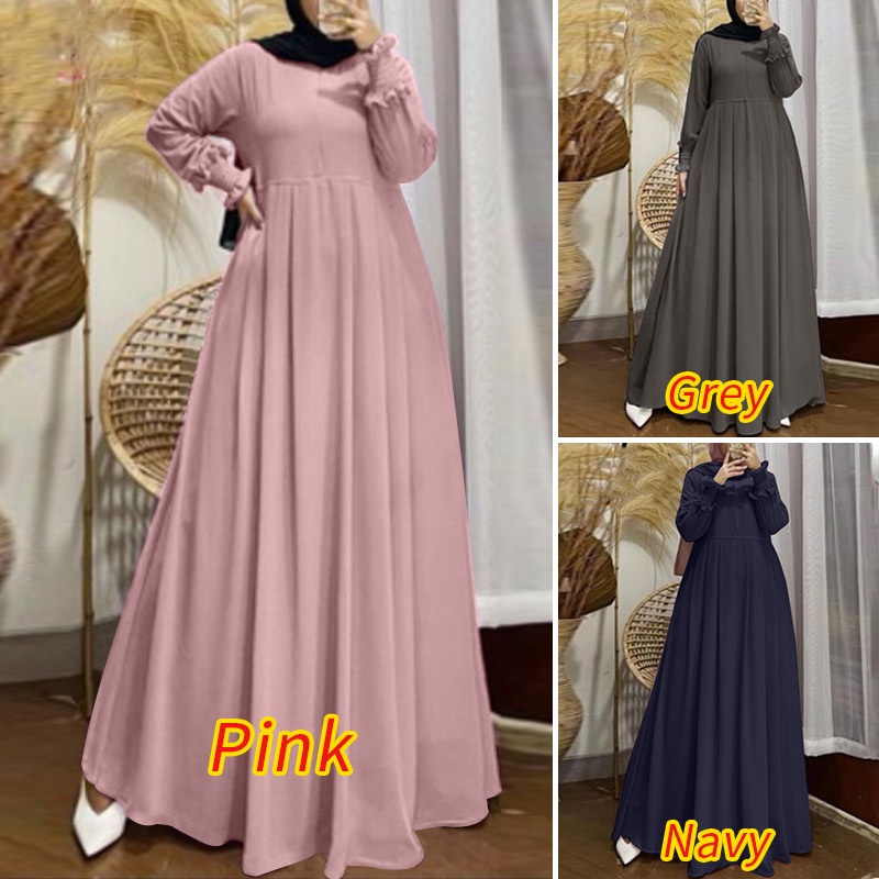 Zanzea Đầm Dài Tay Phồng Xếp Ly Phong Cách Vintage Thời Trang Cho Nữ