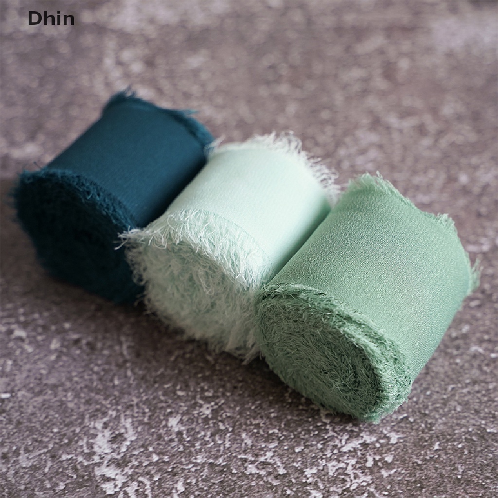 [Dhin] Cuộn Dây Ruy Băng Lụa Voan Rách Viền Trang Trí Bó Hoa Cưới