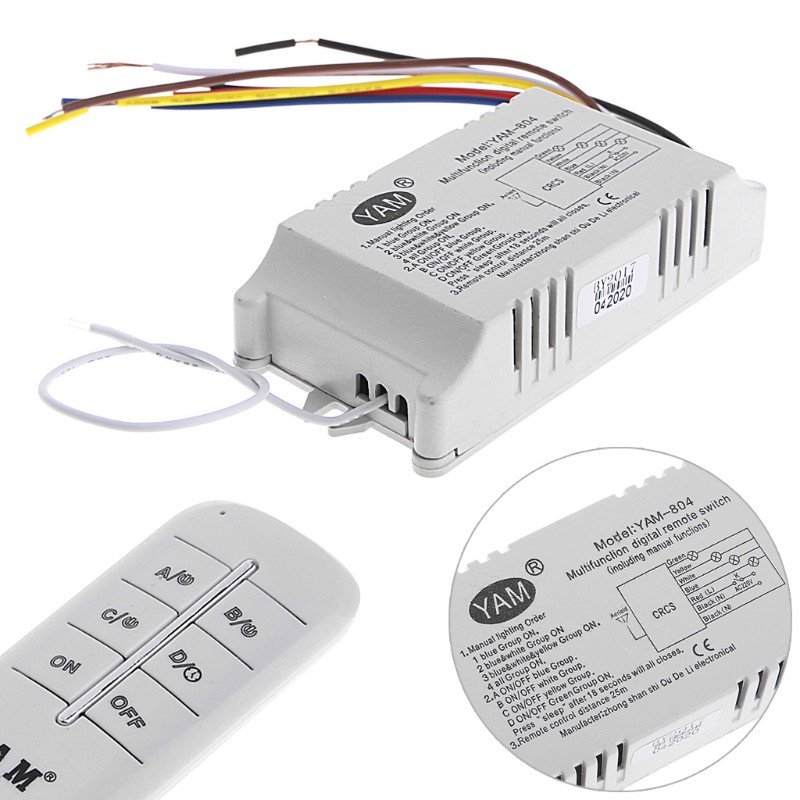 Bộ Điều Khiển Đèn Từ Xa Không Dây 4 Chiều On / Off 220v