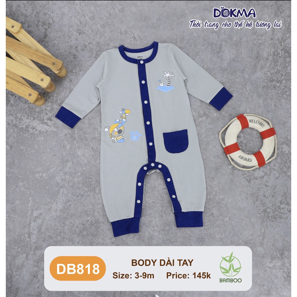 [FREESHIP] Body sơ sinh dài tay 3-9 tháng tuổi Dokma DB818