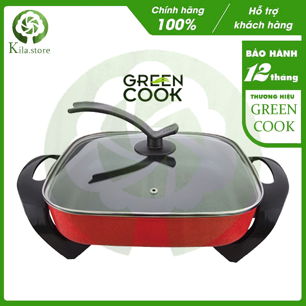 Lẩu, nướng điện nguyên khối chống dính 5L (30cm) Green Cook GCEH30 chuẩn Hàn Quốc - Hàng chính hãng