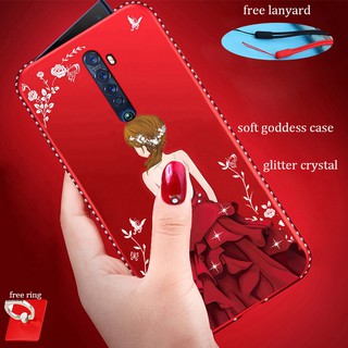 Ốp điện thoại mềm đính đá in hình nữ thần xinh xắn dành cho OPPO Reno 2 2F