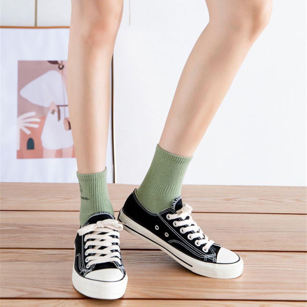 QQMALL Vớ Cotton Màu Trơn Đơn Giản Dễ Thương Cho Nữ