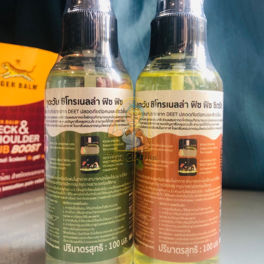 XỊT CHỐNG MUỖI PHUTAWAN THÁI LAN  - 100ML - ĐỦ MÙI - HÀNG NỘI ĐỊA THÁI LAN