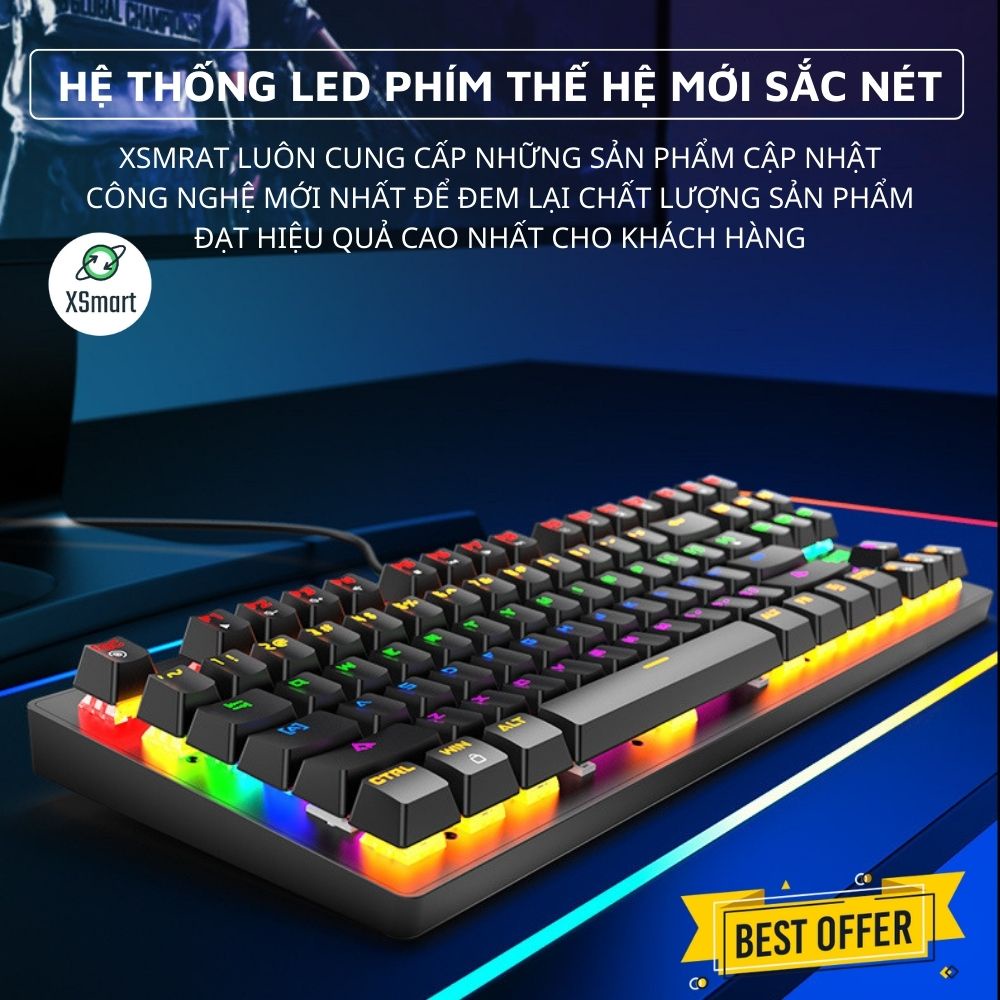 Bàn Phím Cơ Máy Tính Crack K2 PRO Led RGB 10 Chế Độ Khác Nhau, Chơi Game Dùng Văn Phòng Cực Đã