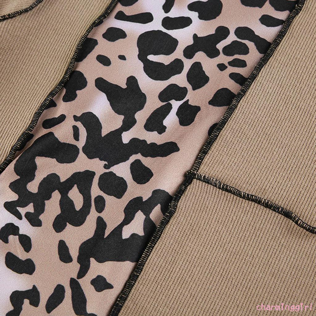 Áo thun ngắn tay phối họa tiết da báo gợi cảm hợp thời trang cho nữ